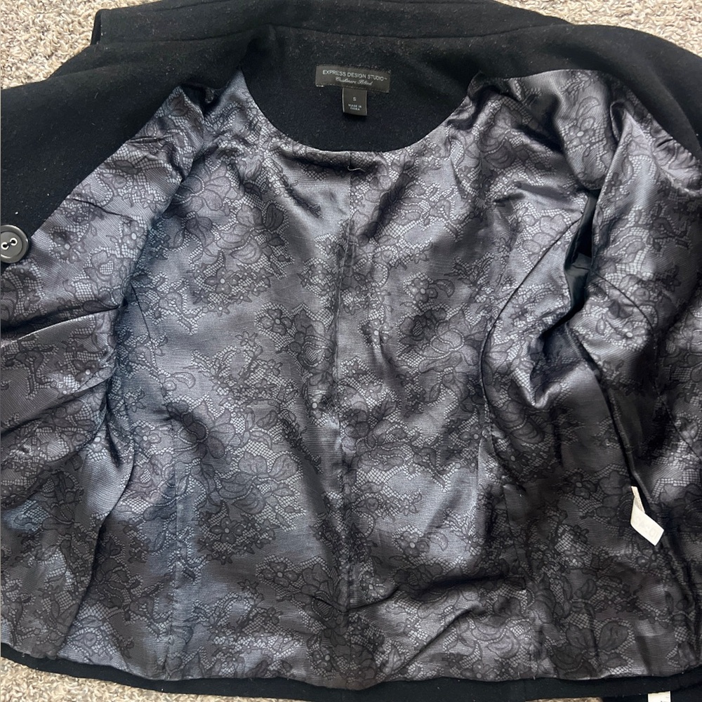 Express Black Preppy Cropped PeaCoat - Picture 3 of 8